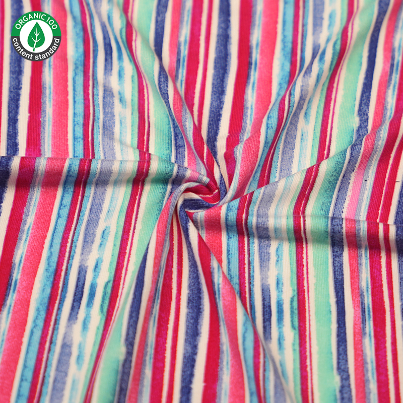 Bambú Orgánach/Spandex Fabraic Jersey Priontáilte